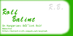 rolf balint business card